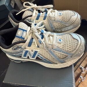 New Balance Mesh Sneakers in White and Blue